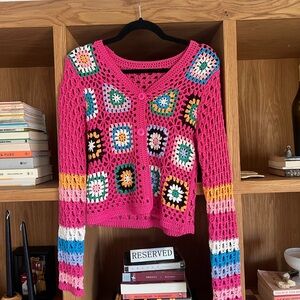 Colorful Crochet Women's Cardigan Sweater